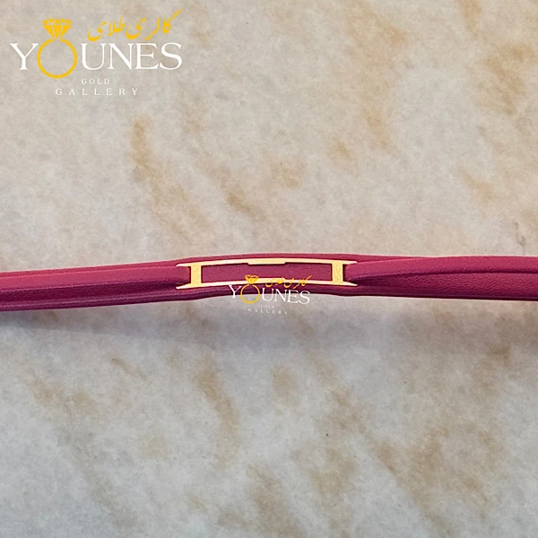 دستبند طلا زنانه چرمی دو خط L334